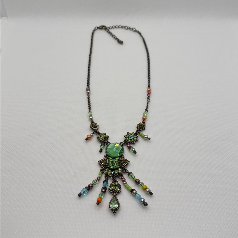 VTG Bohemian Gypsy Drop Tassel Necklace – Intricate Beaded Design with Crystal